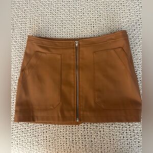 Free People Brown Faux Leather Mini Skirt